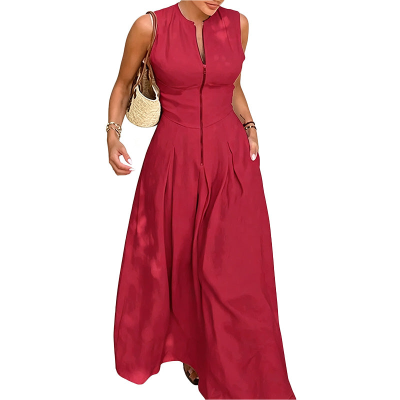 Zip Front Maxi Dress
