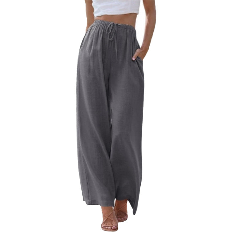 Linen Blend Wide Leg Pants