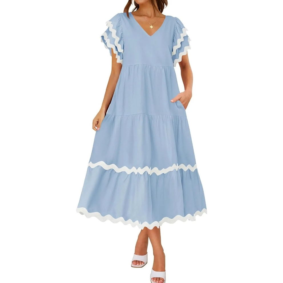 Ruffle Sleeve Boho Maxi Dress