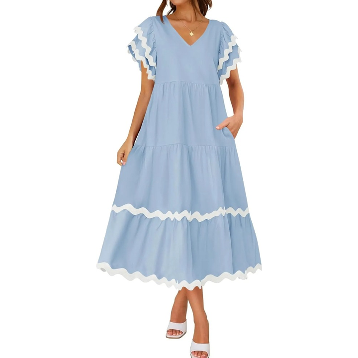 Ruffle Sleeve Boho Maxi Dress