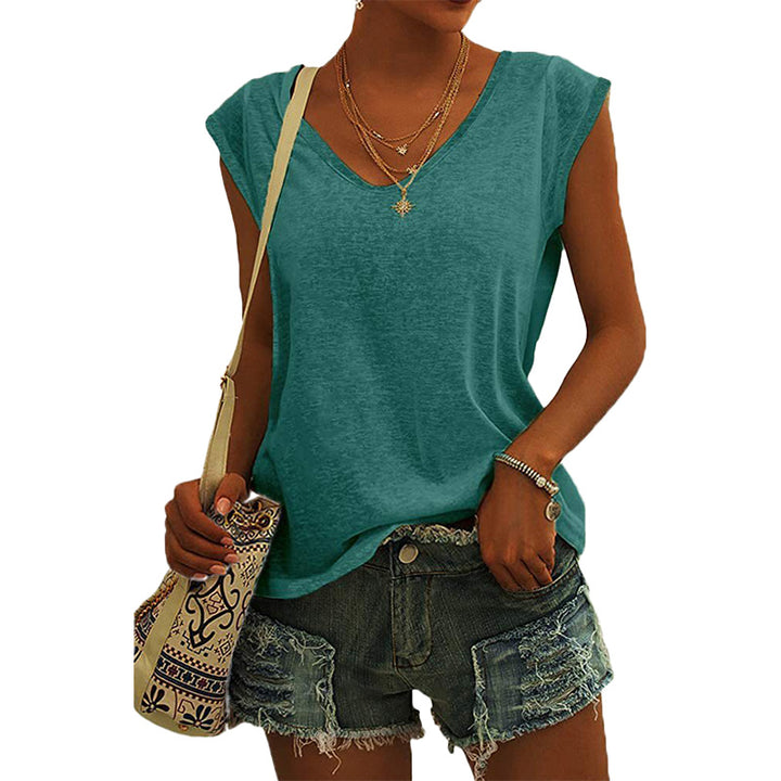 Relaxed Fit V-Neck Sleeveless Top