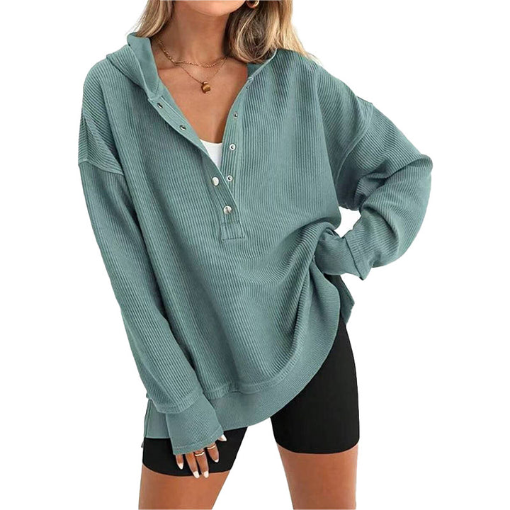 Relaxed Ribbed Hooded Pullover