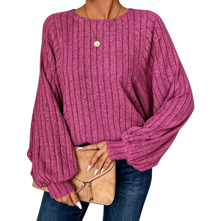Ribbed Balloon Sleeve Sweater