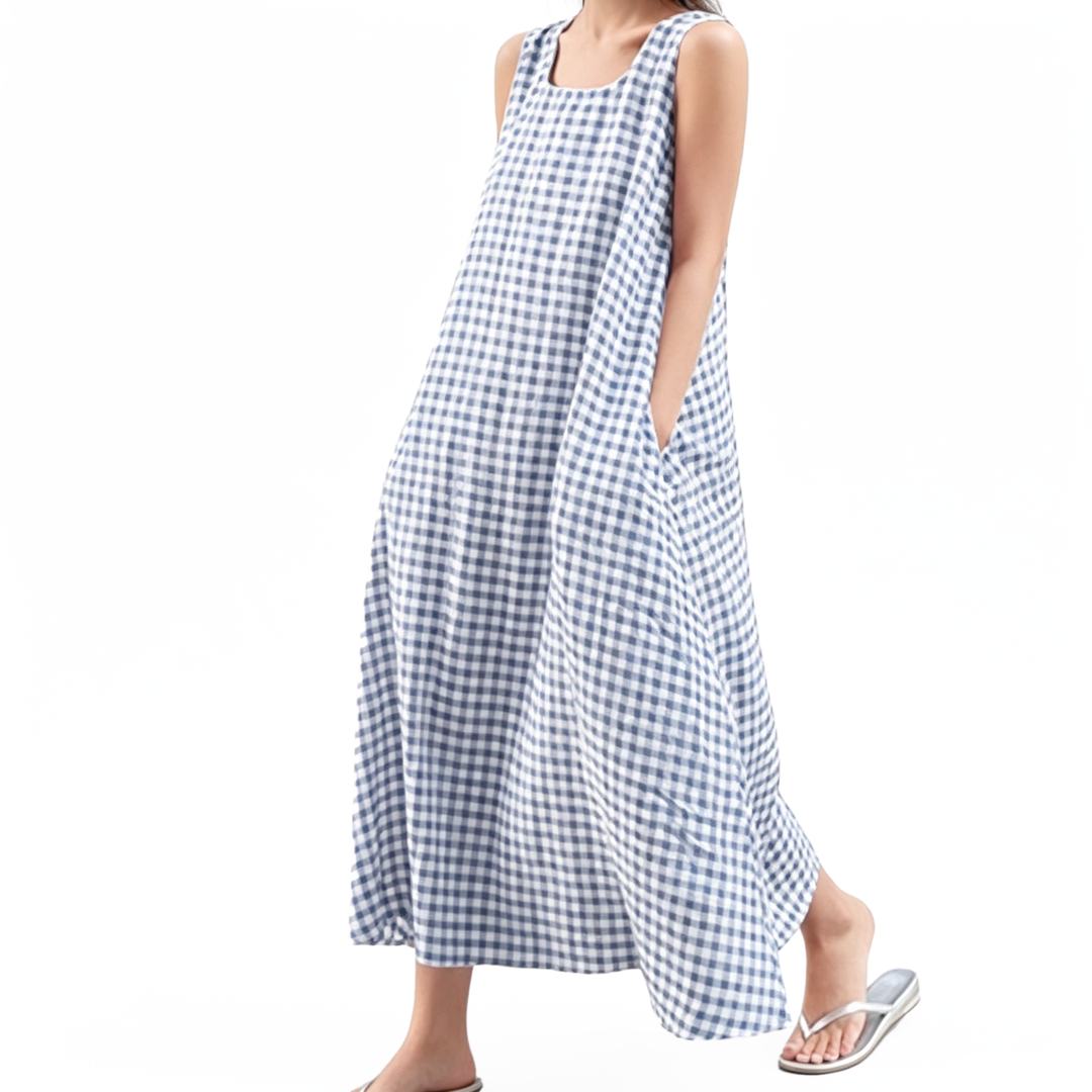 Relaxed Gingham Pocket Dress