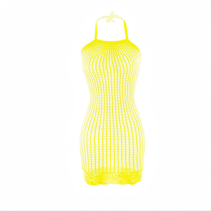 Fishnet Halter Mini Dress
