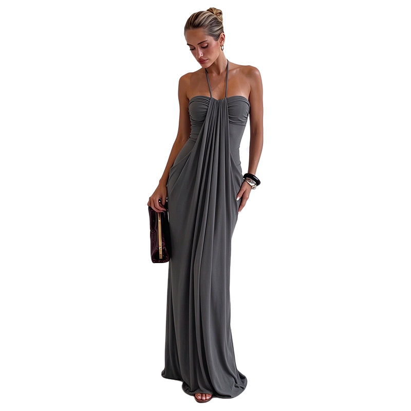 Backless Halter Maxi Dress