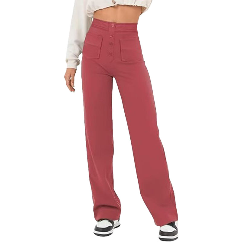 High Waist Button Front Pants