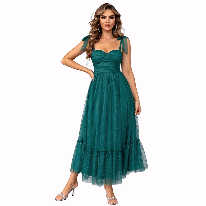 Polka Dot Tulle Midi Dress