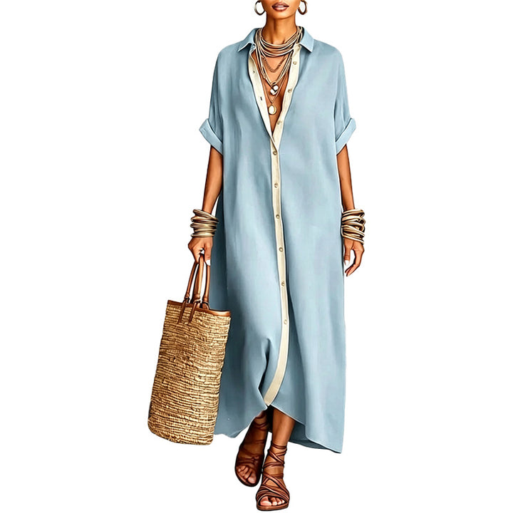 Relaxed Button Front Maxi Dress