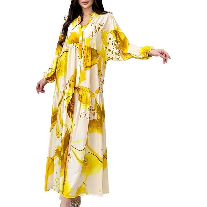 Abstract Print Tiered Maxi Dress