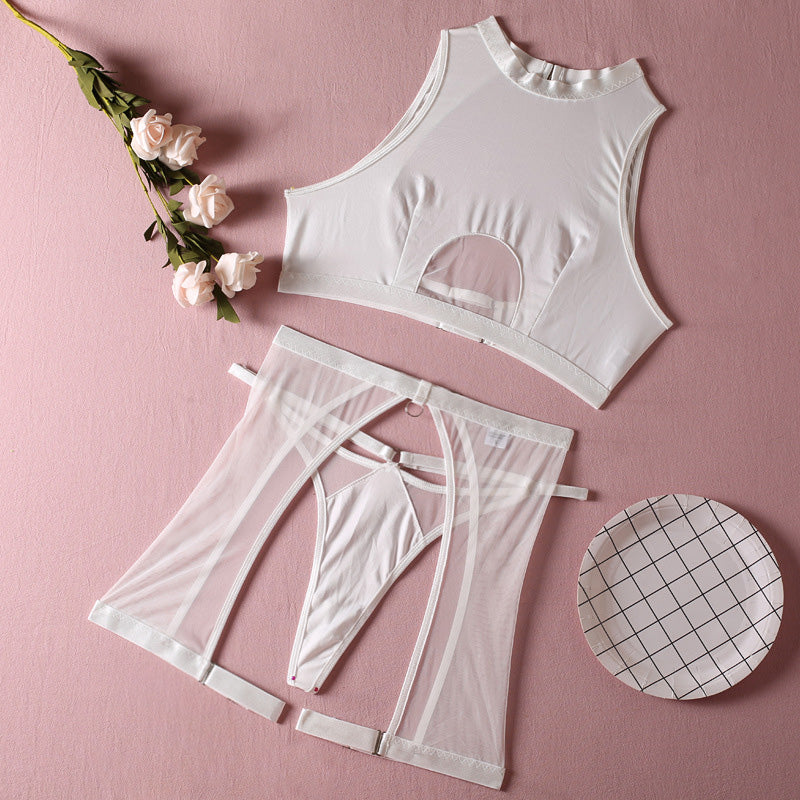 Sheer Mesh Cutout Lingerie Set