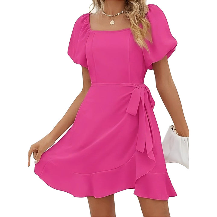Square Neck Puff Sleeve Mini Dress