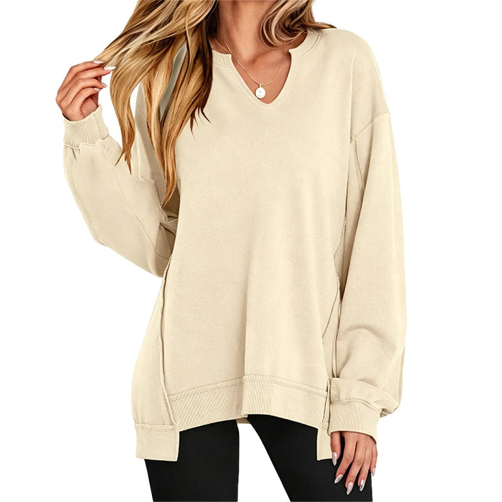 Relaxed V Neck Oversized Sweatshirt