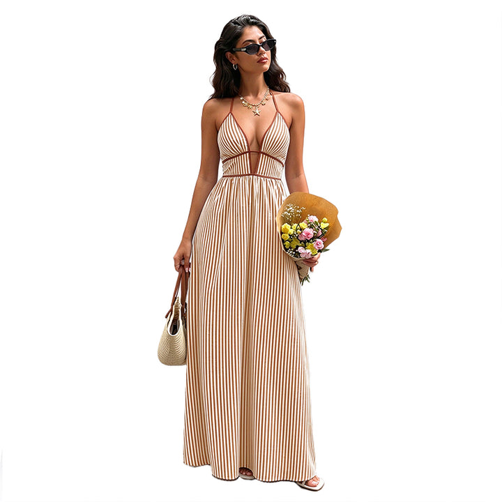 Striped Halter Maxi Dress
