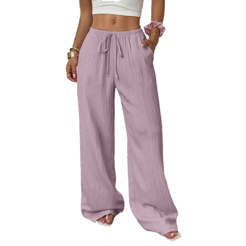 Relaxed Drawstring Wide Leg Pants