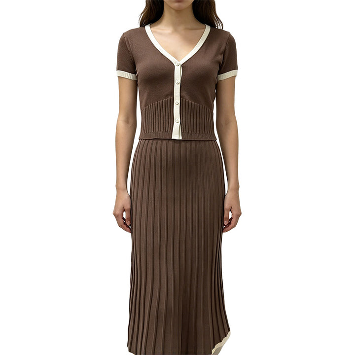 Ribbed Knit Two-Piece Skirt Set