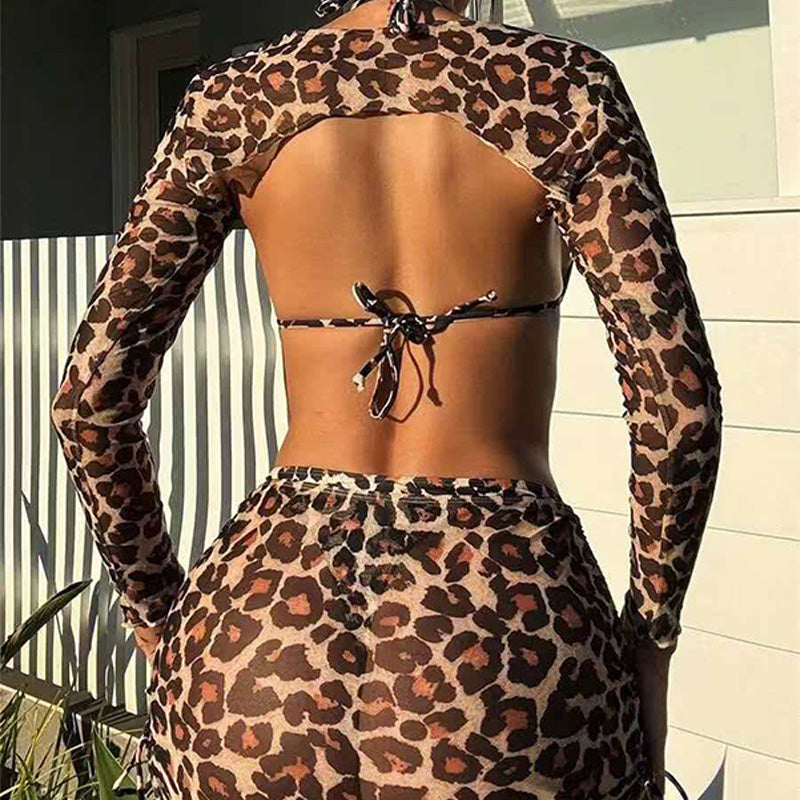Leopard Print Three-Piece Mini Set