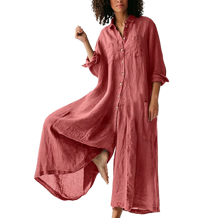 Relaxed Linen Button Down Maxi Dress