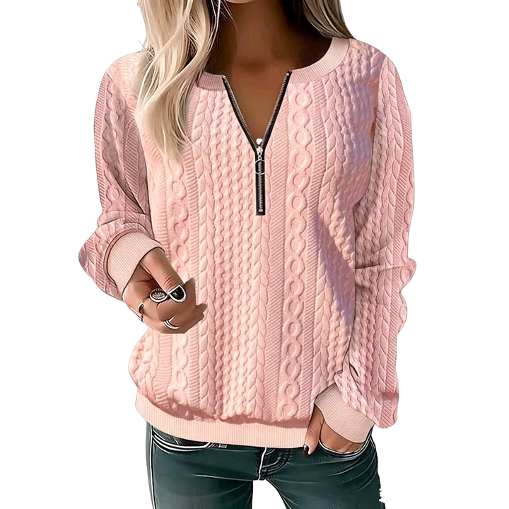 Cable Knit Zip Pullover