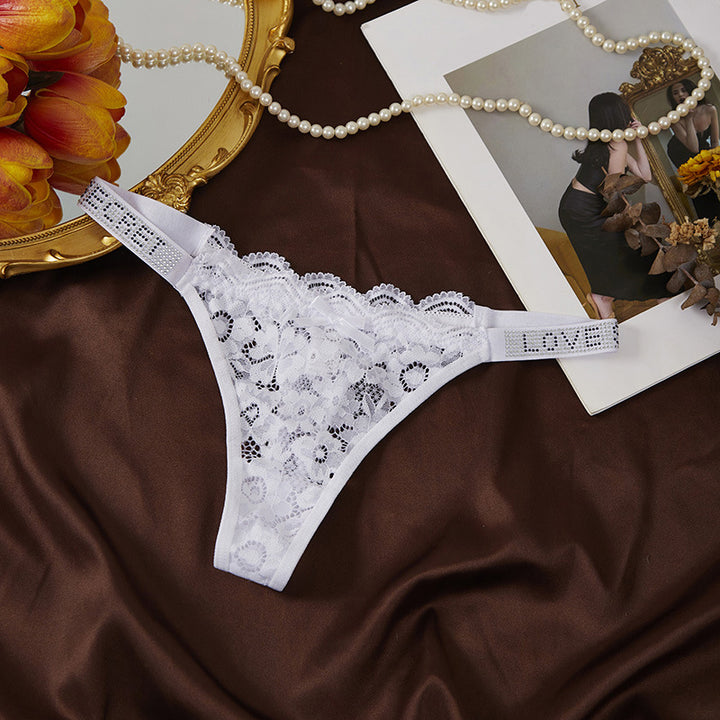 Low-rise floral lace thong