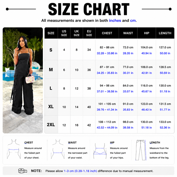 Strapless Wide Leg Cargo Jumpsuit