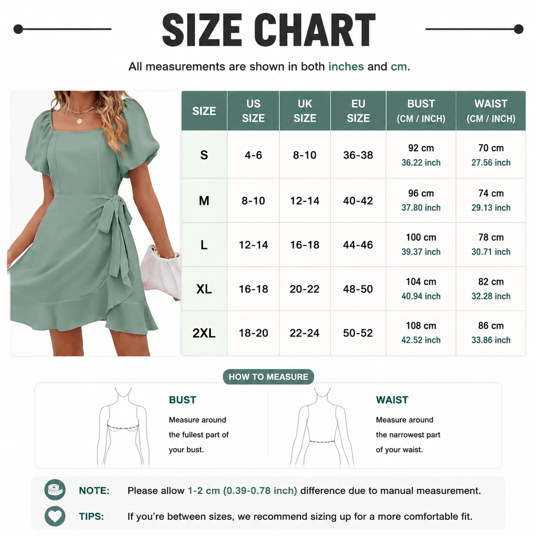 Square Neck Puff Sleeve Mini Dress