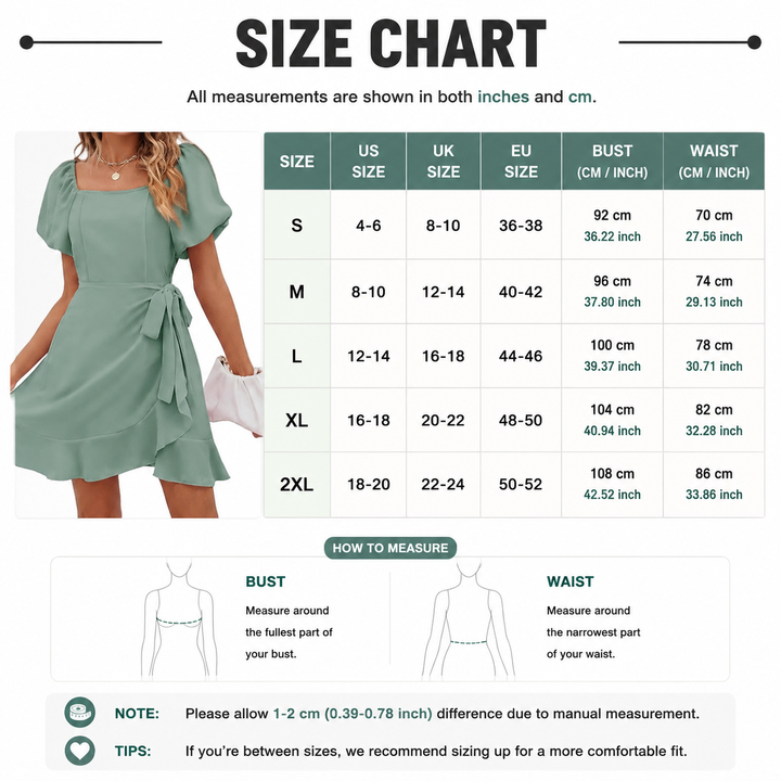 Square Neck Puff Sleeve Mini Dress