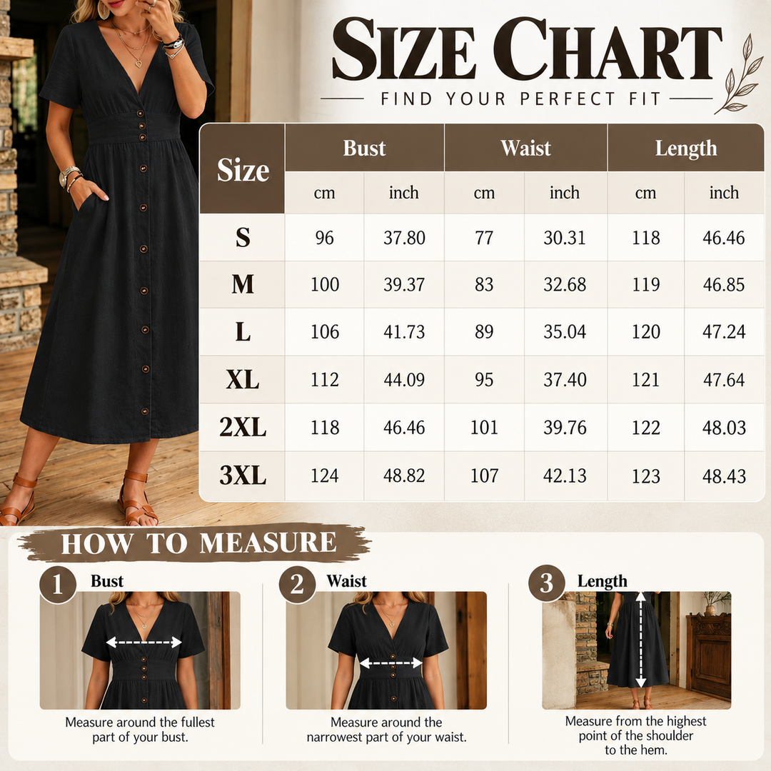 Button-Front Midi Dress