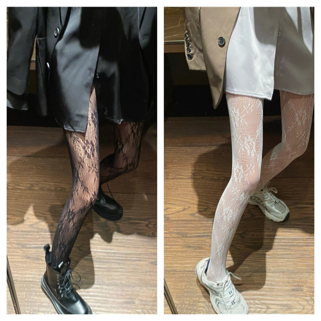 Rose Lace Pattern Pantyhose for Women
