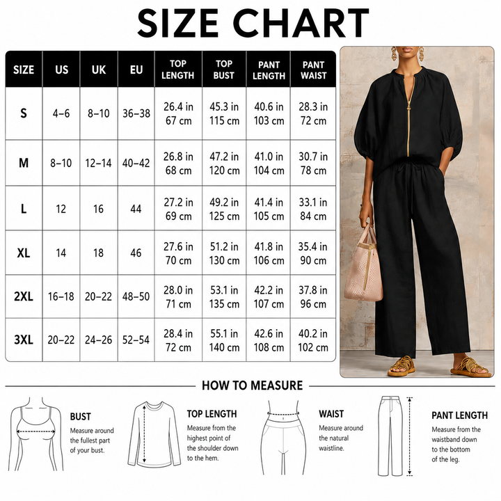 Zip Front Wide Leg Two-Piece Set