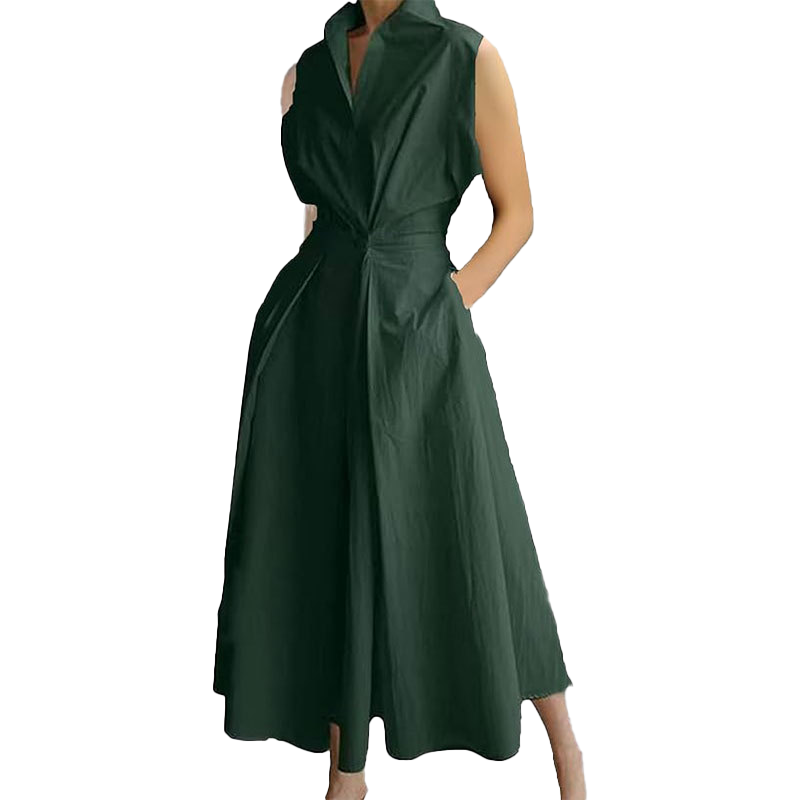 Elegant Belted Shirt Maxi Dress