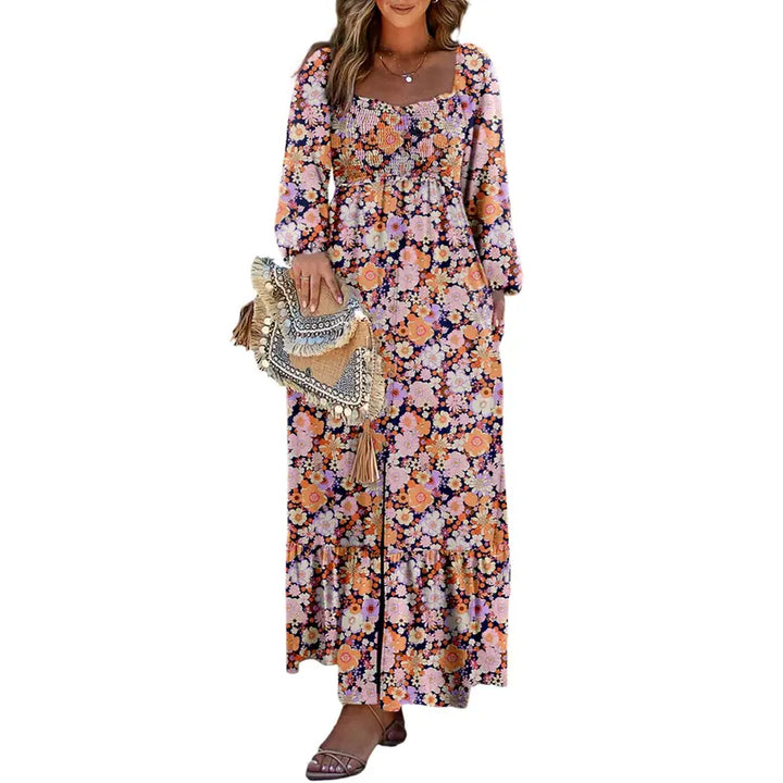 Floral Button Midi Dress
