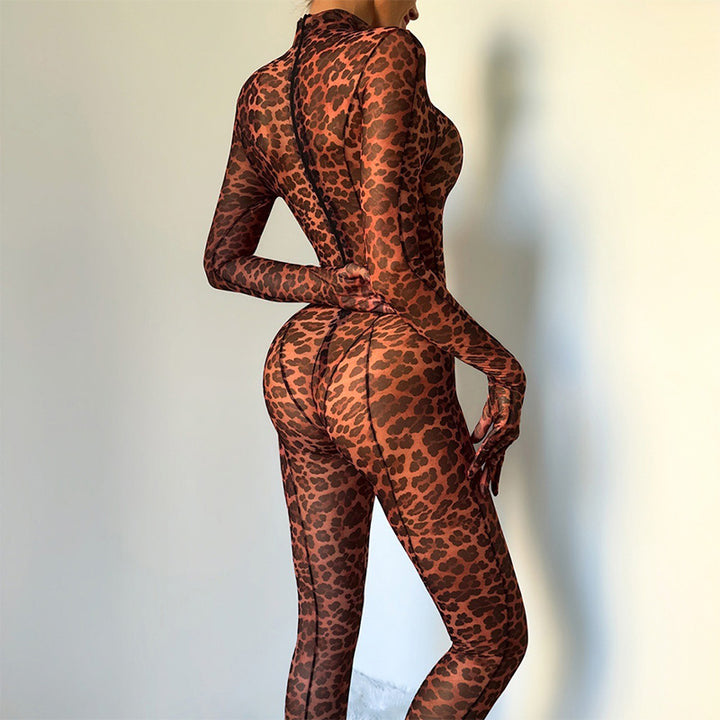 Sheer Leopard Mesh Catsuit