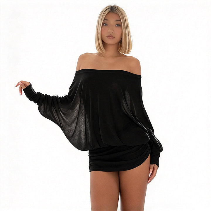Off-Shoulder Draped Mini Dress