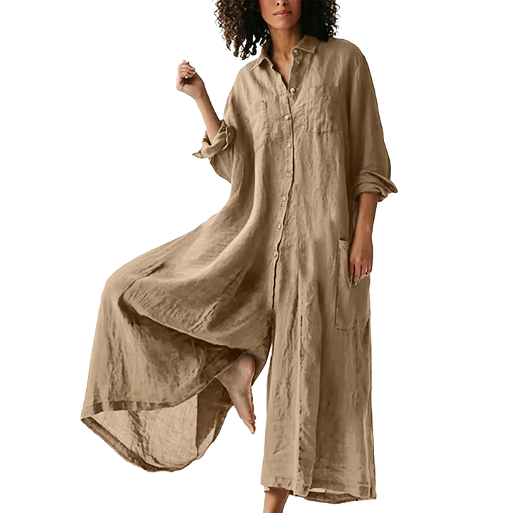 Relaxed Linen Button Down Maxi Dress
