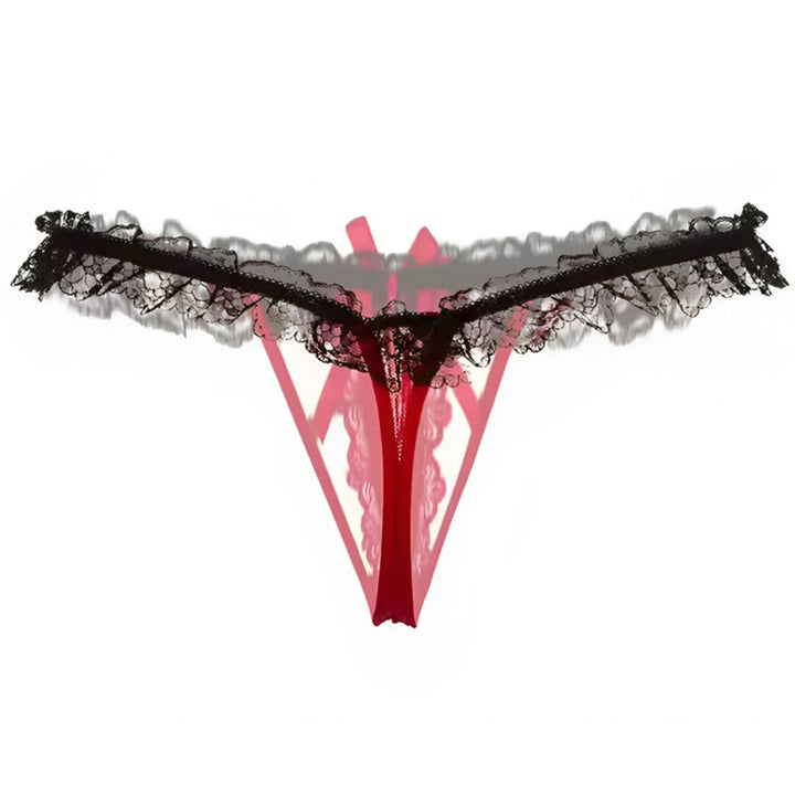 Lace Bow Pearl Detail Thong