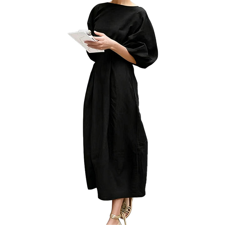 Relaxed Balloon Sleeve Midi Dress