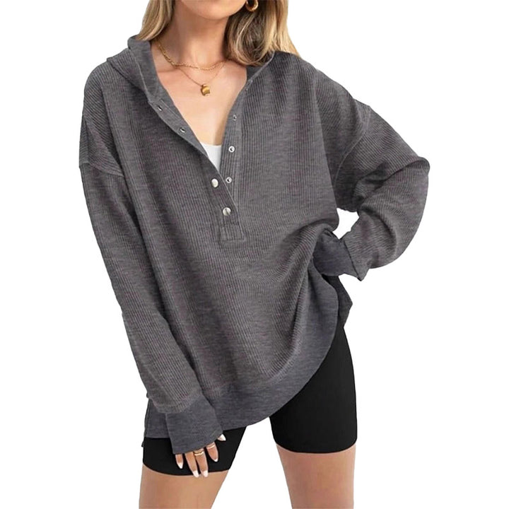 Relaxed Ribbed Hooded Pullover