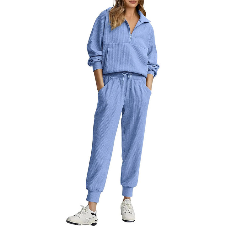 Ribbed Half-Zip Lounge Set