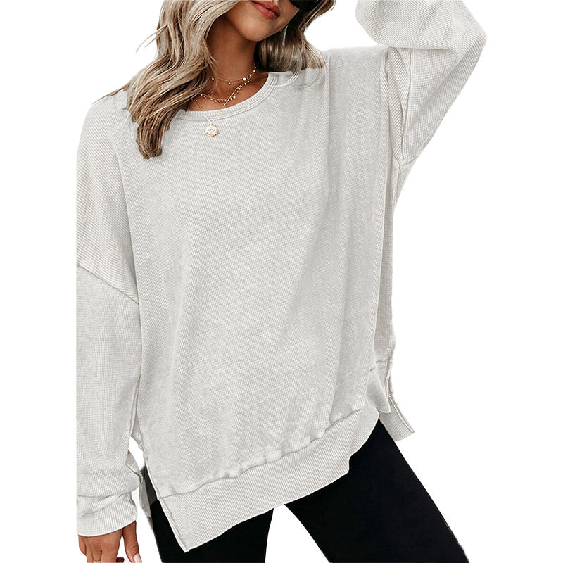 Washed Waffle Knit Pullover