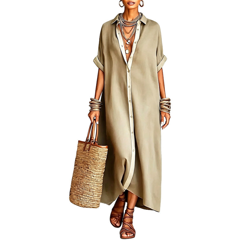 Relaxed Button Front Maxi Dress