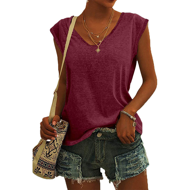 Relaxed Fit V-Neck Sleeveless Top