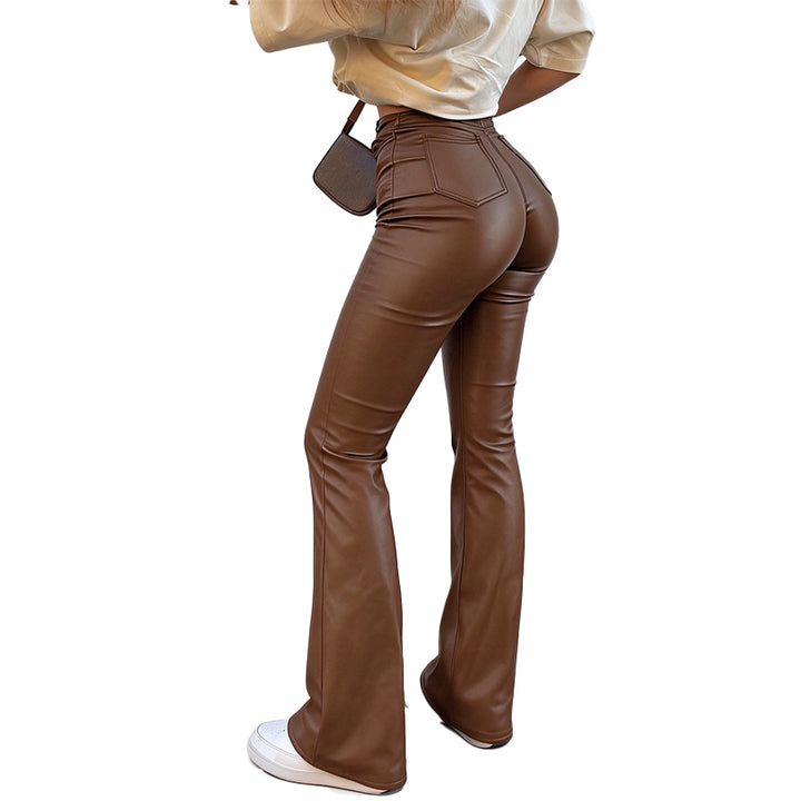 High-Waisted PU Flare Pants