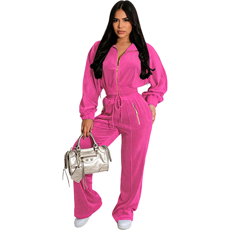 Casual Zip-Up Two-Piece Outfit