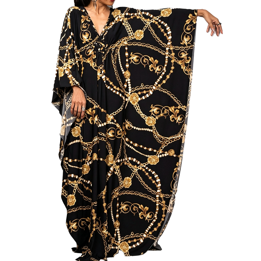 Leopard Print Kaftan Maxi Dress