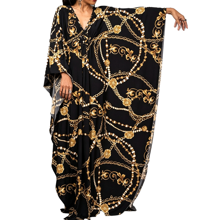 Leopard Print Kaftan Maxi Dress