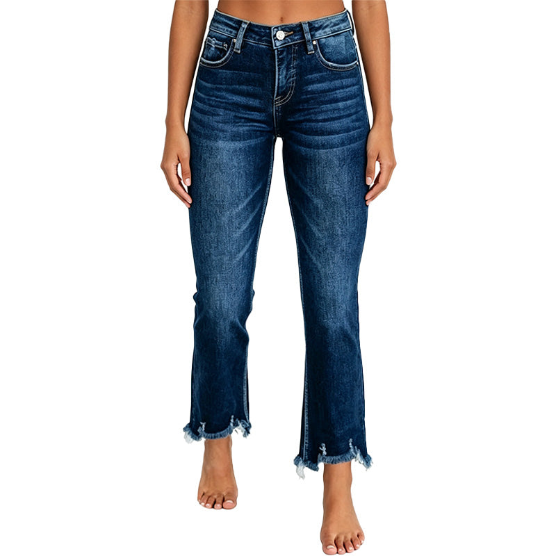 Cropped Straight Leg Jeans