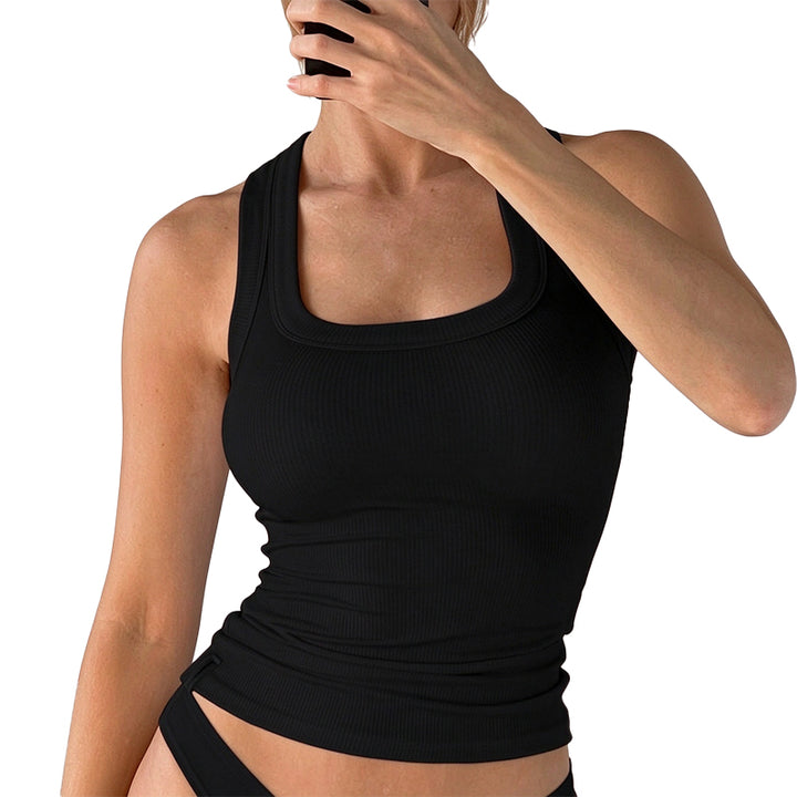 Ribbed Square Neck Tank Top