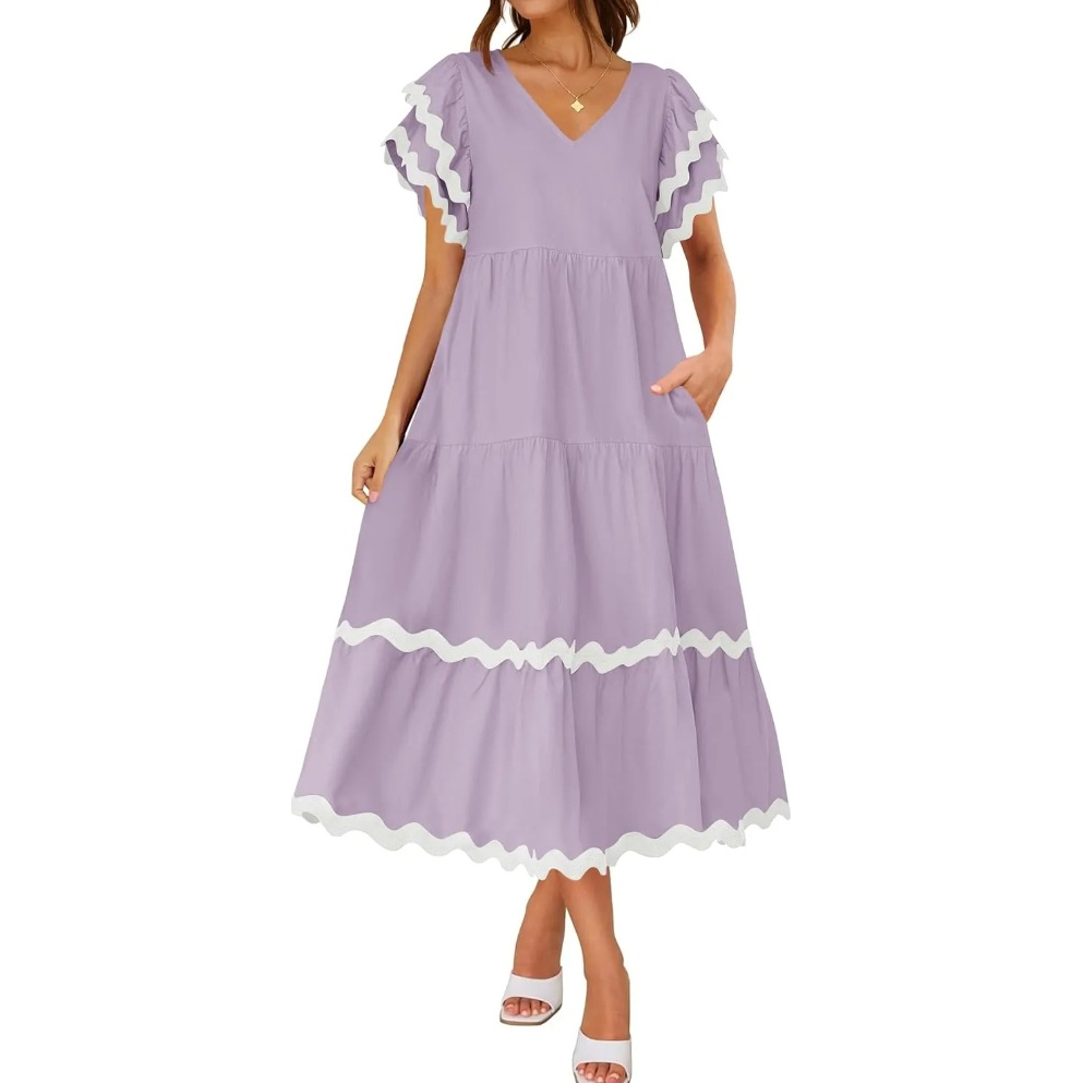 Ruffle Sleeve Boho Maxi Dress