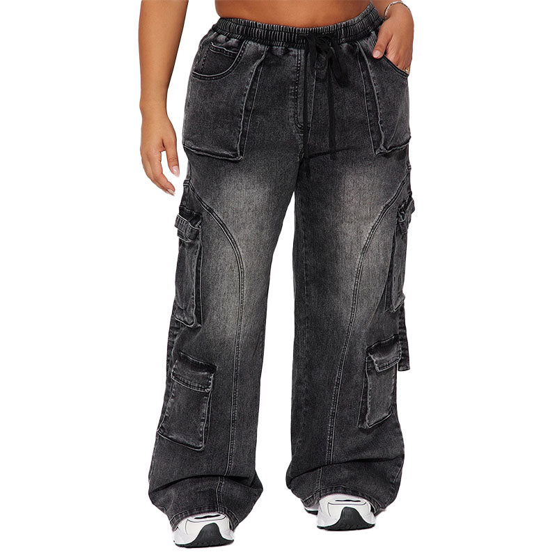 Relaxed Cargo Wide Leg Jeans